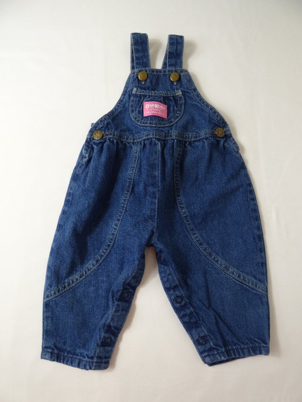 Vintage OshKosh B'gosh Baby Vestbak Blue Denim Overalls, Size 6/9 Mos